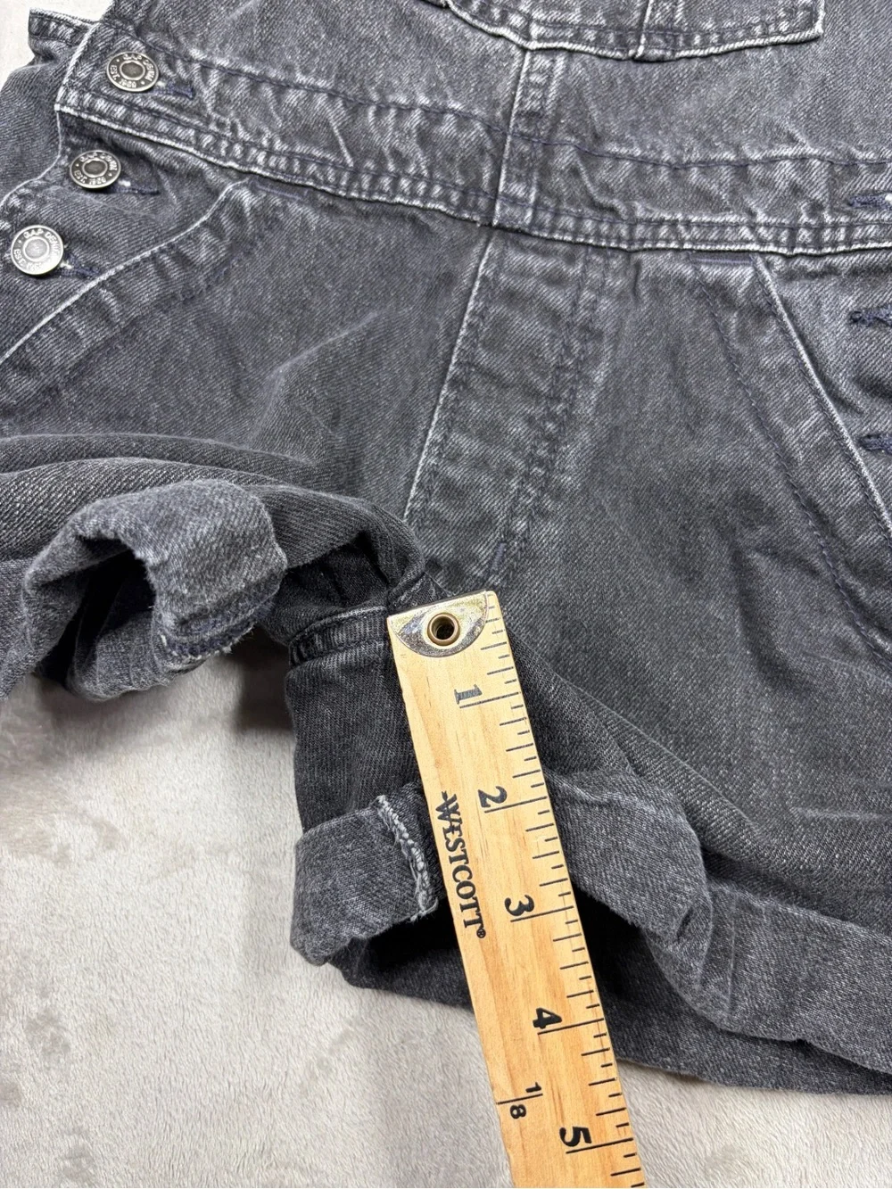 Gap Teen 100% Cotton Faded Black Shortalls Overall Shorts Size Large